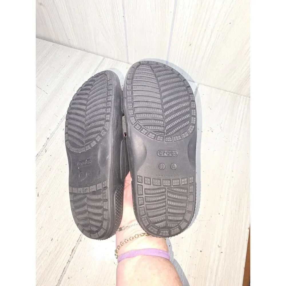 Crocs Classic Slides Black 2-Band Slip On Waterproof Sandals Sz 4 Summer Comfort